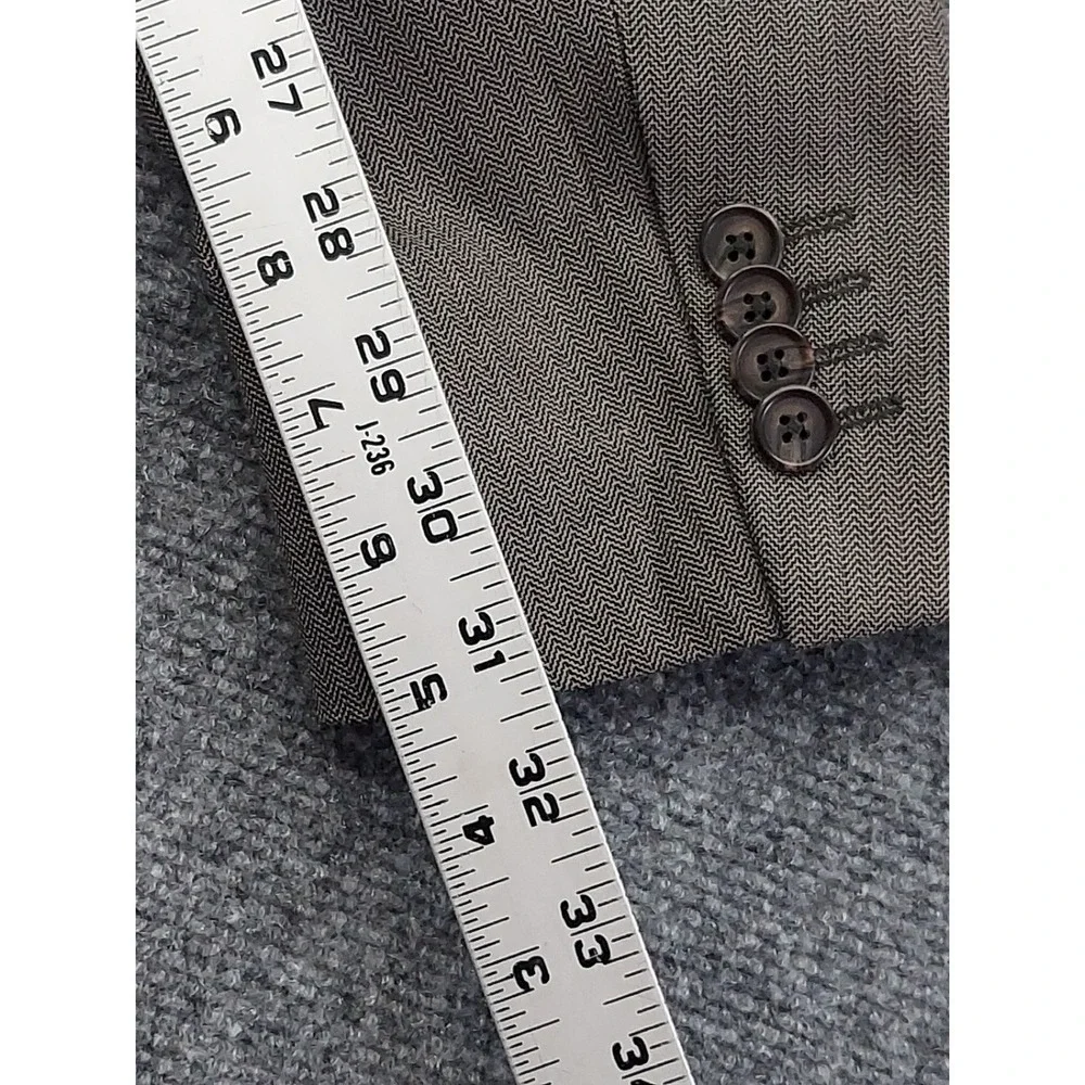 Banana Republic Blazer Jacket 40 Short Brown Herringbone 3 Button Notch